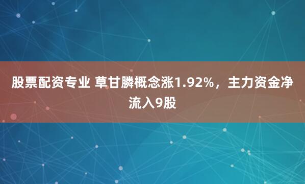 股票配资专业 草甘膦概念涨1.92%，主力资金净流入9股